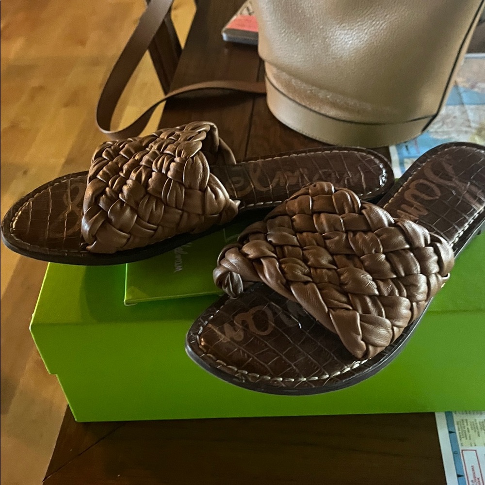 Sam Edelman Woven Leather Slide Sandals - Brown - Picture 2 of 2